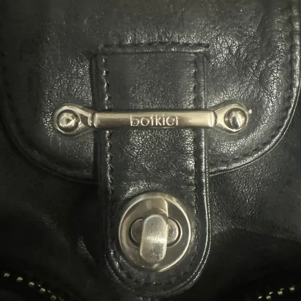 Botkier Bianca Boho Leather Signature Satchel Bag purse Handbag, Black